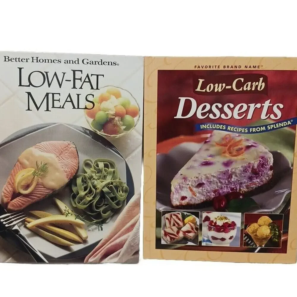 2 COOK BOOKS  Low Carb LOW-FAT MEALS Dessert Hardcover Healthy Easy Cooking